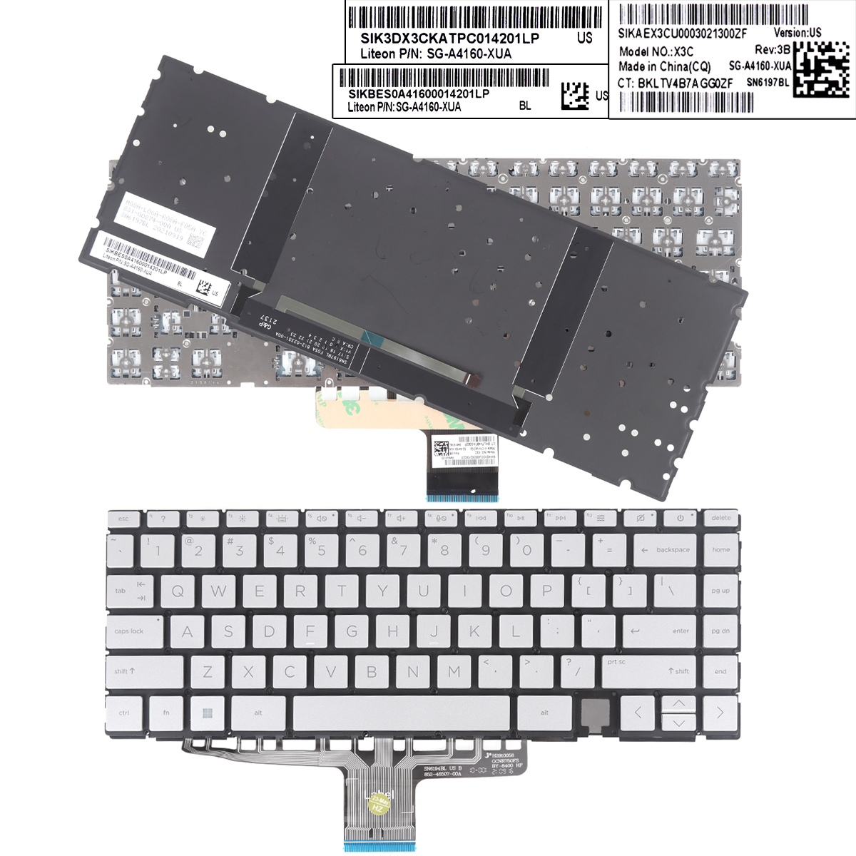 Picture of New Replacement Laptop Keyboard For 14-EA Silver  Backlit US，HP Spectre x360 14-EA0023DX 14-EA0047NR 14-EA1023DX SILVER（Backlit,win8) US Layout
